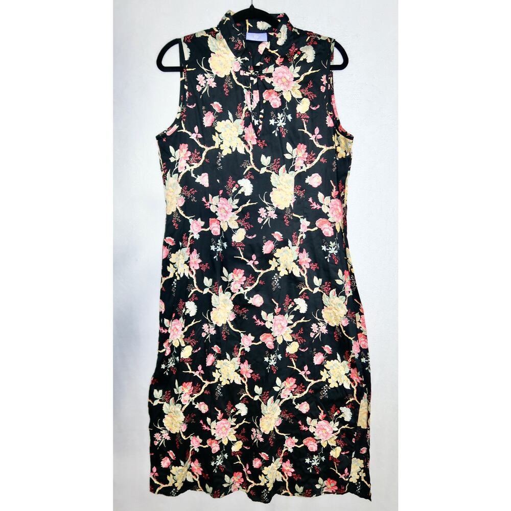 Pine Cone Hill Dress Size Large Length 47” Button Slits Floral Cotton